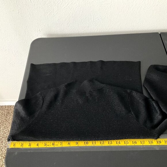 H&M Top Women‎ S Shimmer Black Bell Sleeve Mock Neck Knit Whimsigoth Dark Goth - Picture 12 of 14